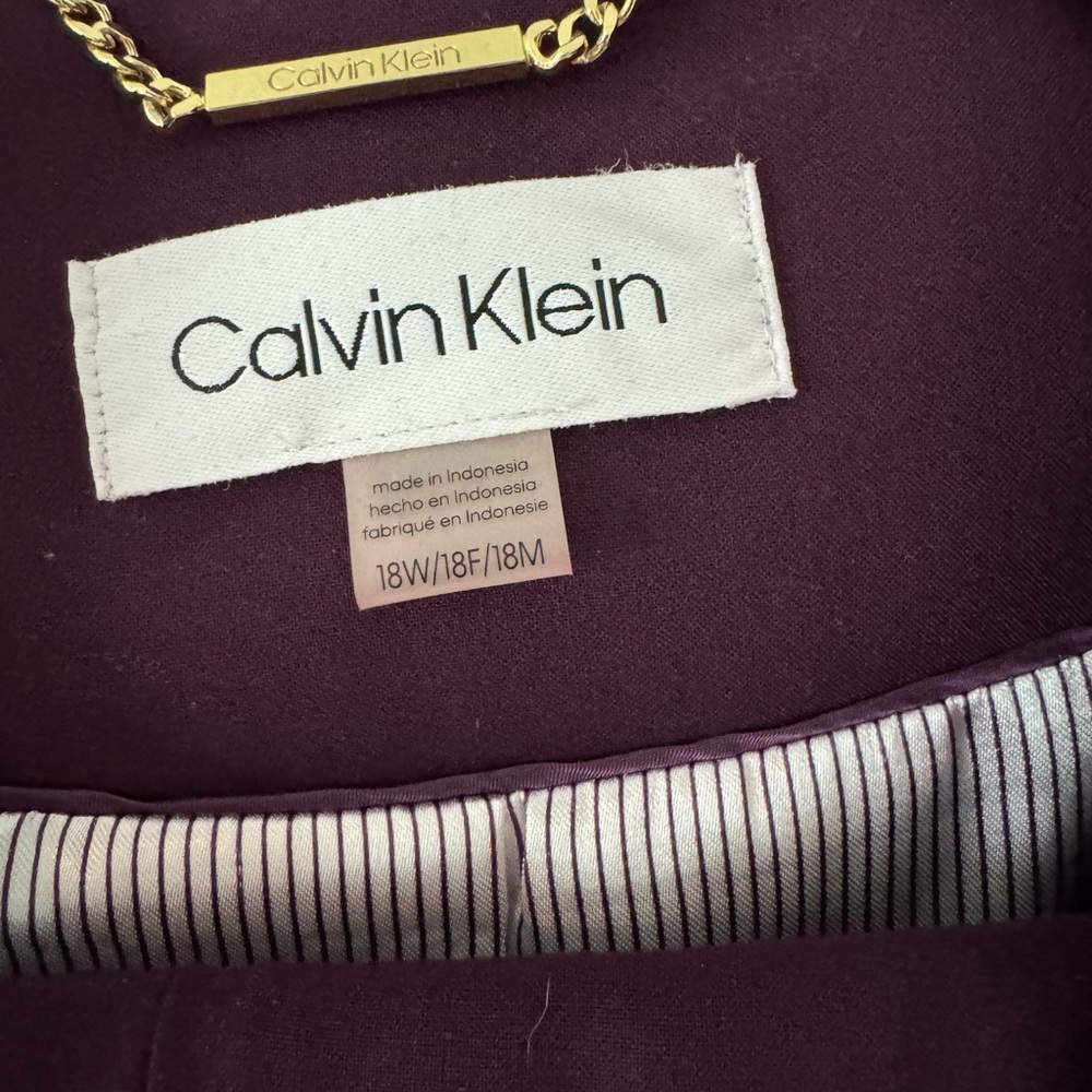 Calvin Klein Plus Size Plum Open Front Jacket/Trouser Set - Picture 3 of 8